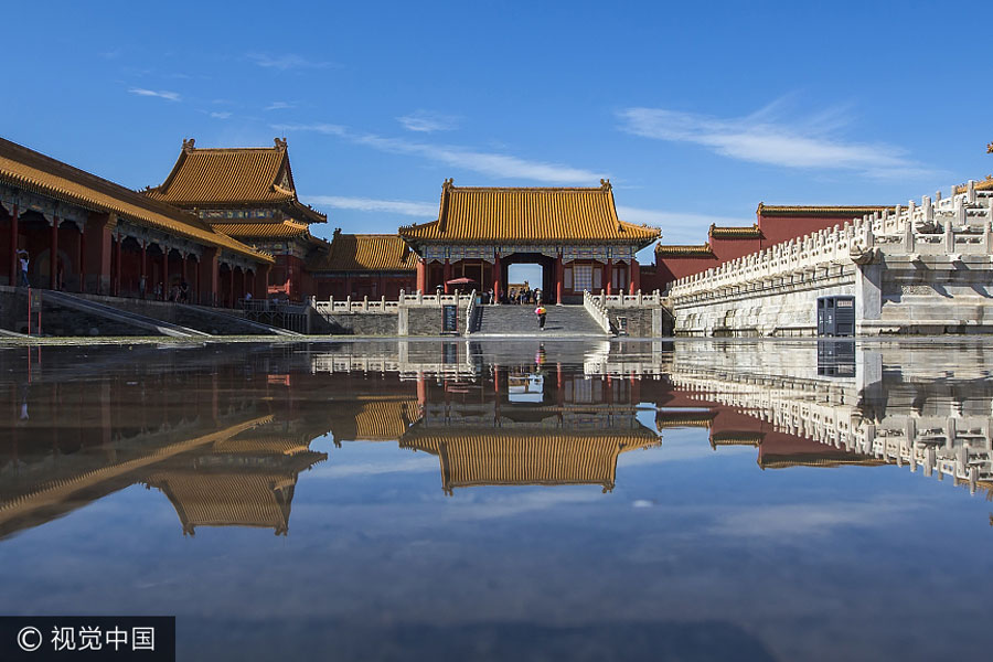 Blue sky brightens the Forbidden City