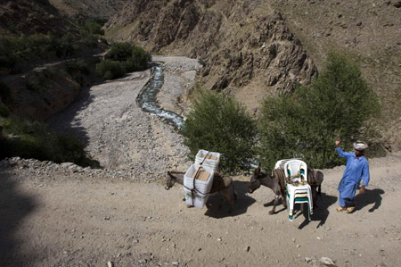 Afghans use donkeys to carry election ballot boxes