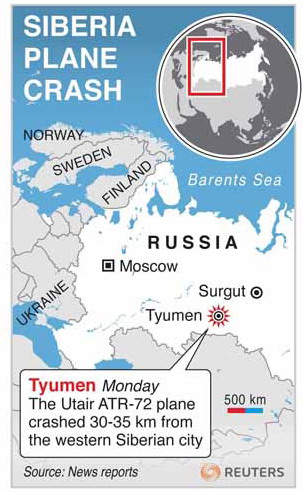 Russian plane crash kills 31, 12 survive