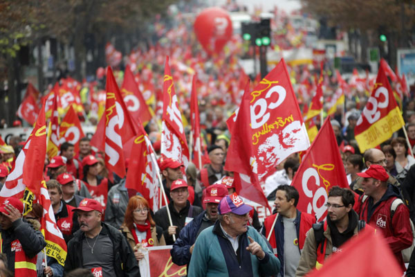 Discontent French protest on growing job losses