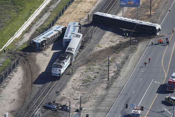 Dozens hurt when Southern California train crashes, derails