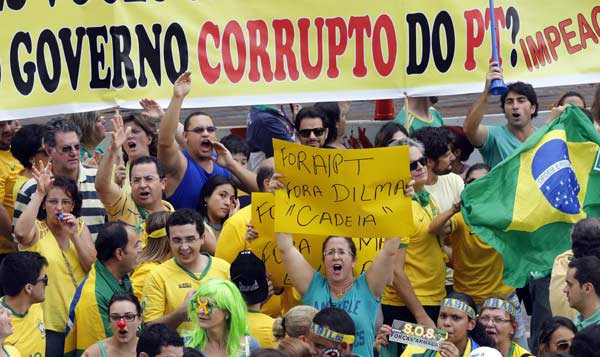 Nearly a million protest Brazil's president, economy, corruption