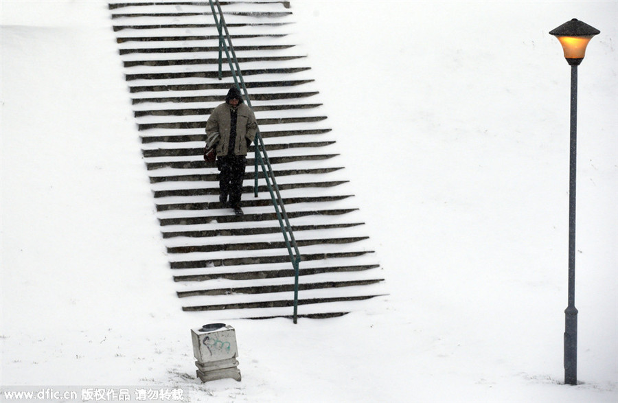 First snowfall of winter in parts of Europe