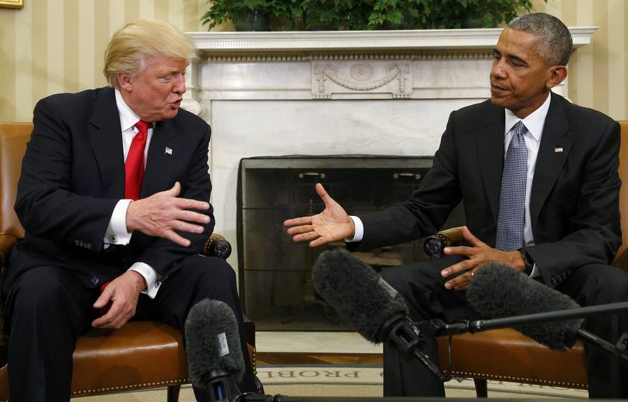 Obama, Trump meet at White House to begin transition of power