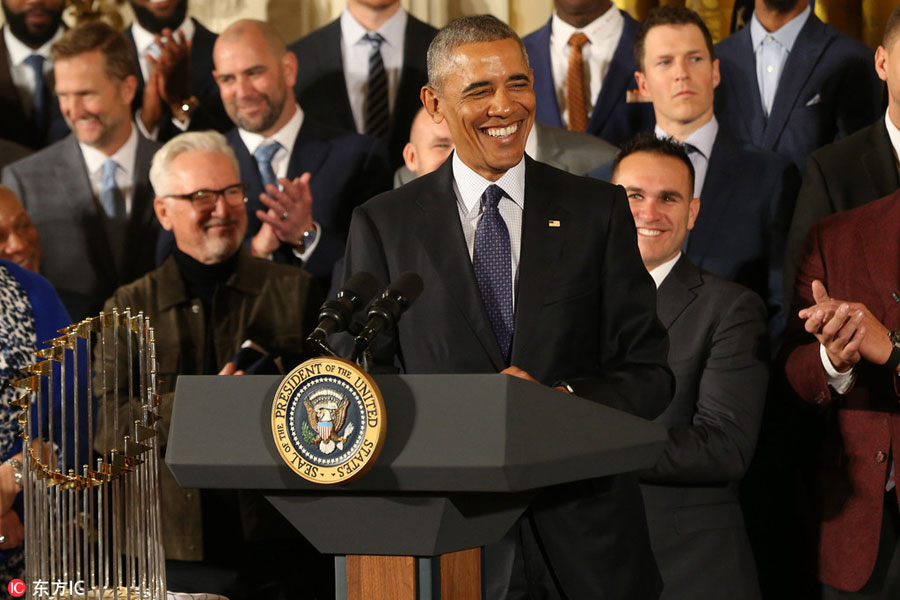 Obama celebrates World Series champion Chicago Cubs